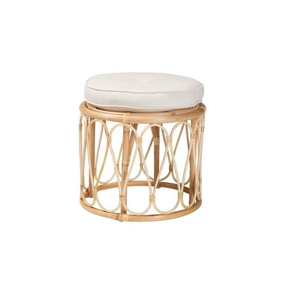 bali & pari Hachiro Bohemian Natural Rattan Ottoman Footstool