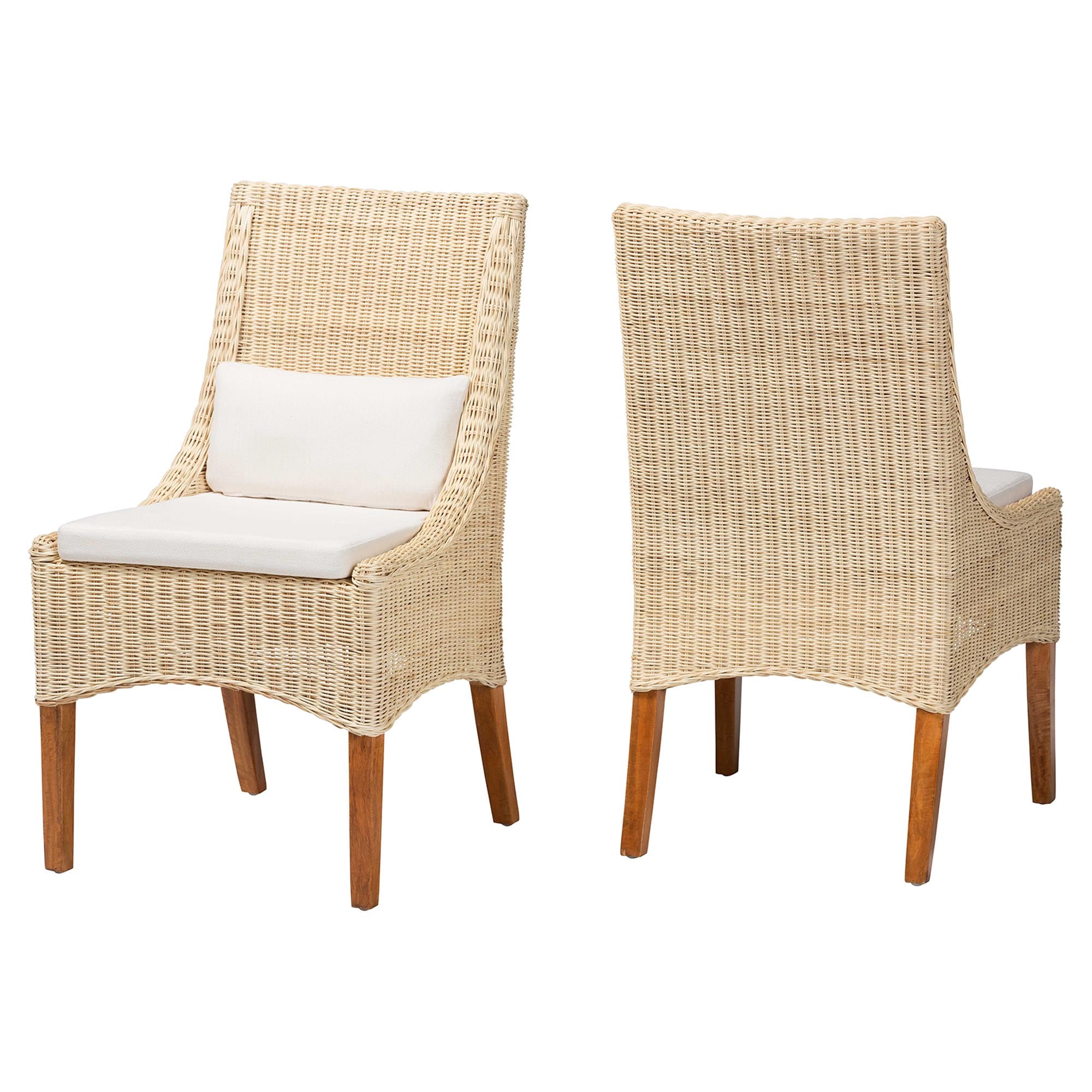 bali & pari Haybourne Boho Dining Chair, 2-Piece, Natural Rattan