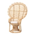 thumbnail image 1 of bali & pari Hecate Modern Bohemian Natural Brown Rattan Peacock Chair, 1 of 6