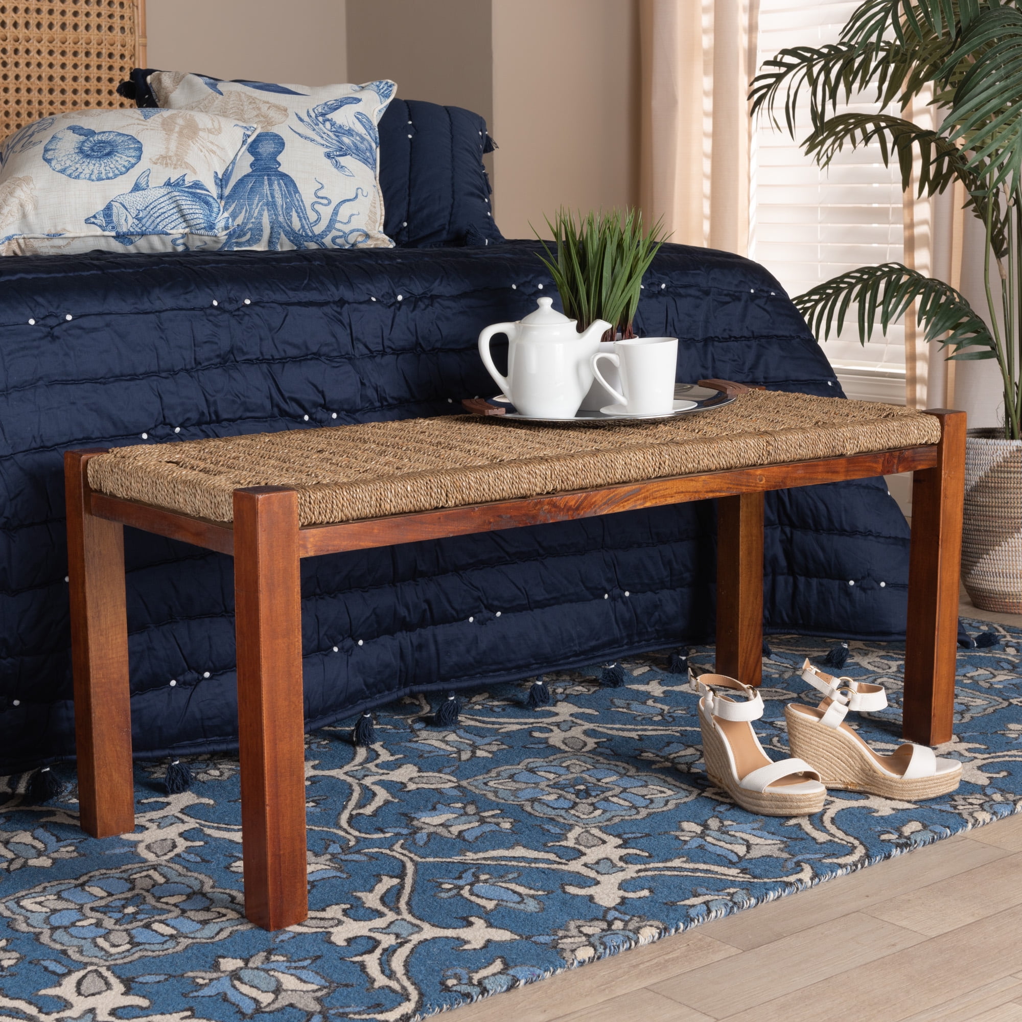 Transitional Bench | Rectangular | Wood | Turned Legs