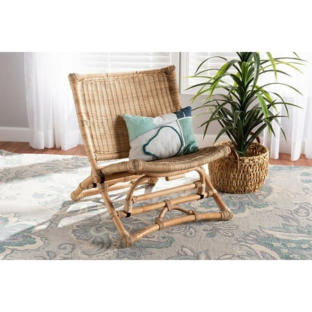 bali & pari Herrara Rattan BOHO Lounge Chair, Natural Brown