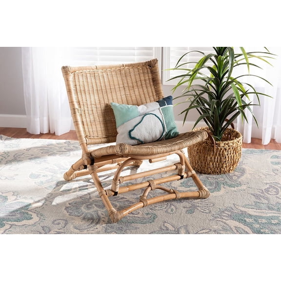 bali & pari Herrara Rattan BOHO Lounge Chair, Natural Brown