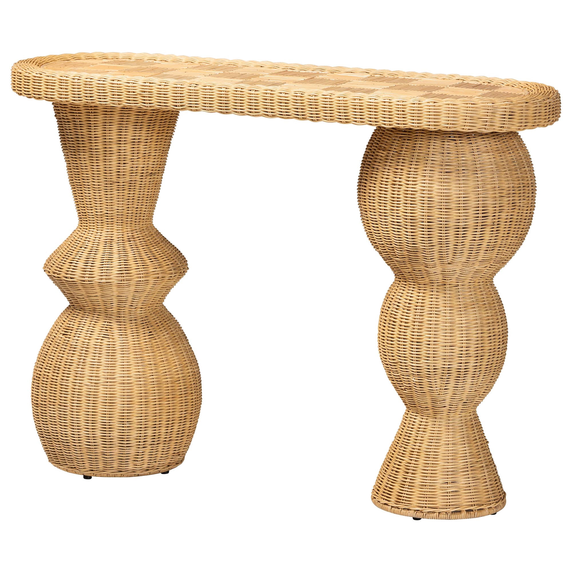 bali & pari Hisao Boho Console Table, Natural Rattan