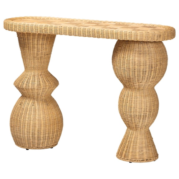 bali & pari Hisao Boho Console Table, Natural Rattan
