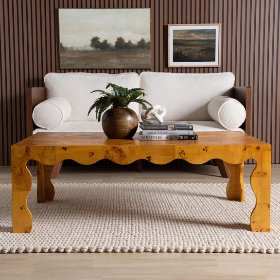 bali & pari Huxley Modern Coffee Table, Light Mappa Burl