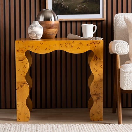 bali & pari Huxley Modern End Table, Light Mappa Burl