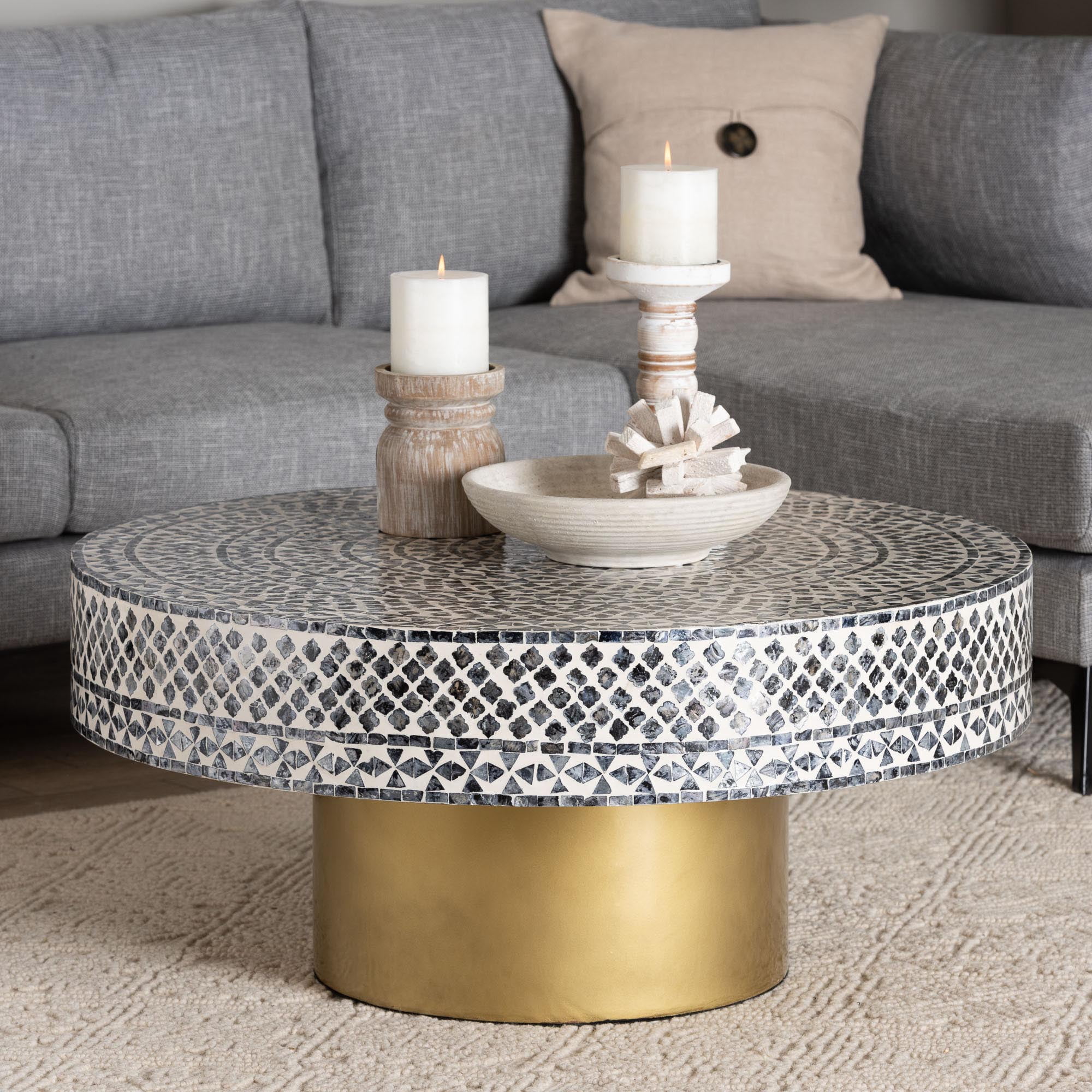 bali & pari Idra Coastal Coffee Table, Mosaic Black