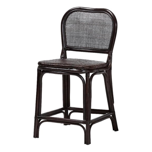 bali & pari Irene Natural Rattan Counter Stool Handwoven Wicker Accent Stool