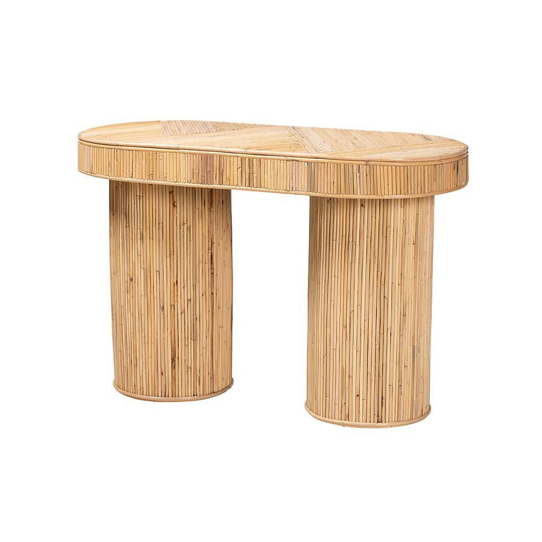 Iryna Natural Rattan and Wood Bohemian Console Table