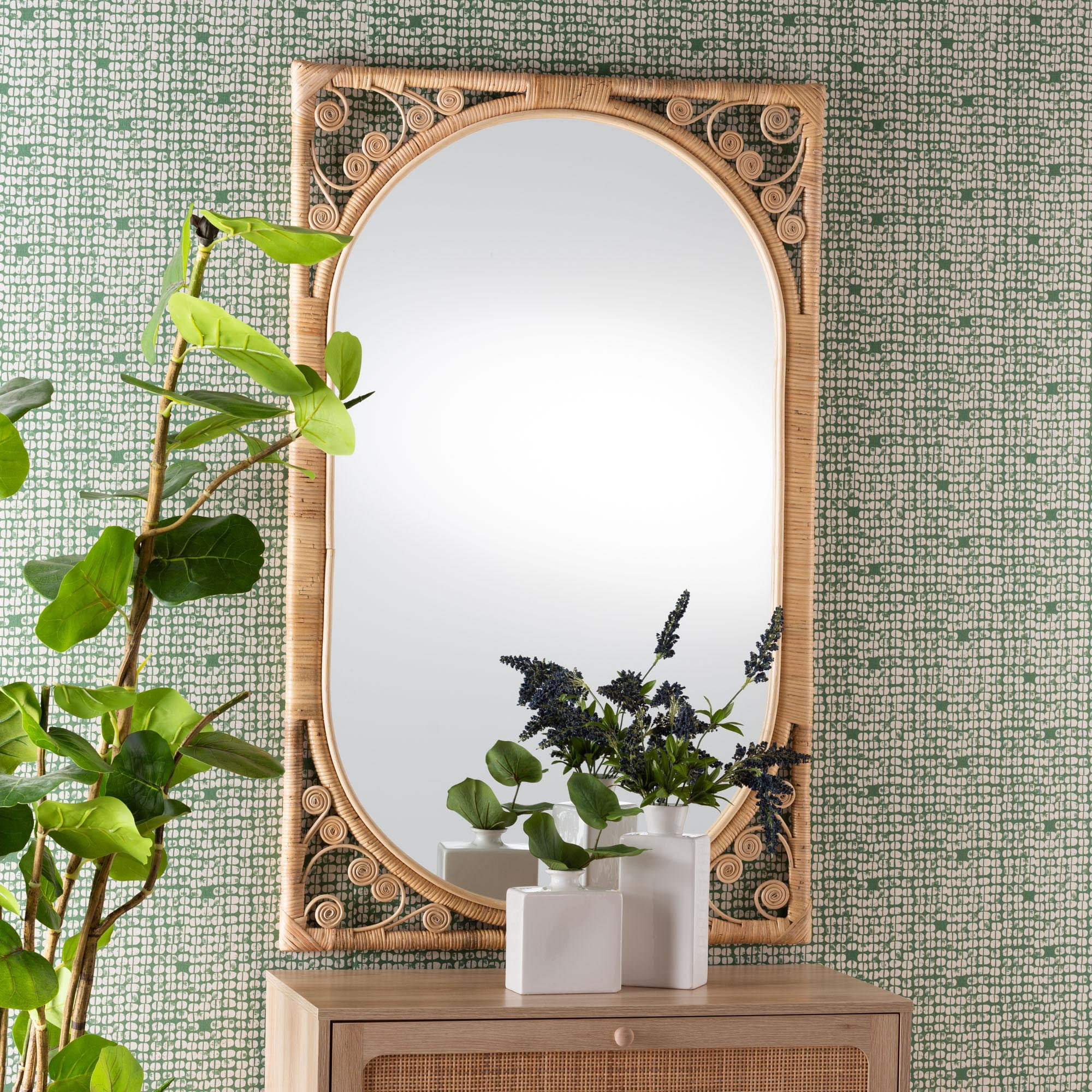 bali & pari Isley Rattan BOHO Mirror, Natural Brown - Walmart.com