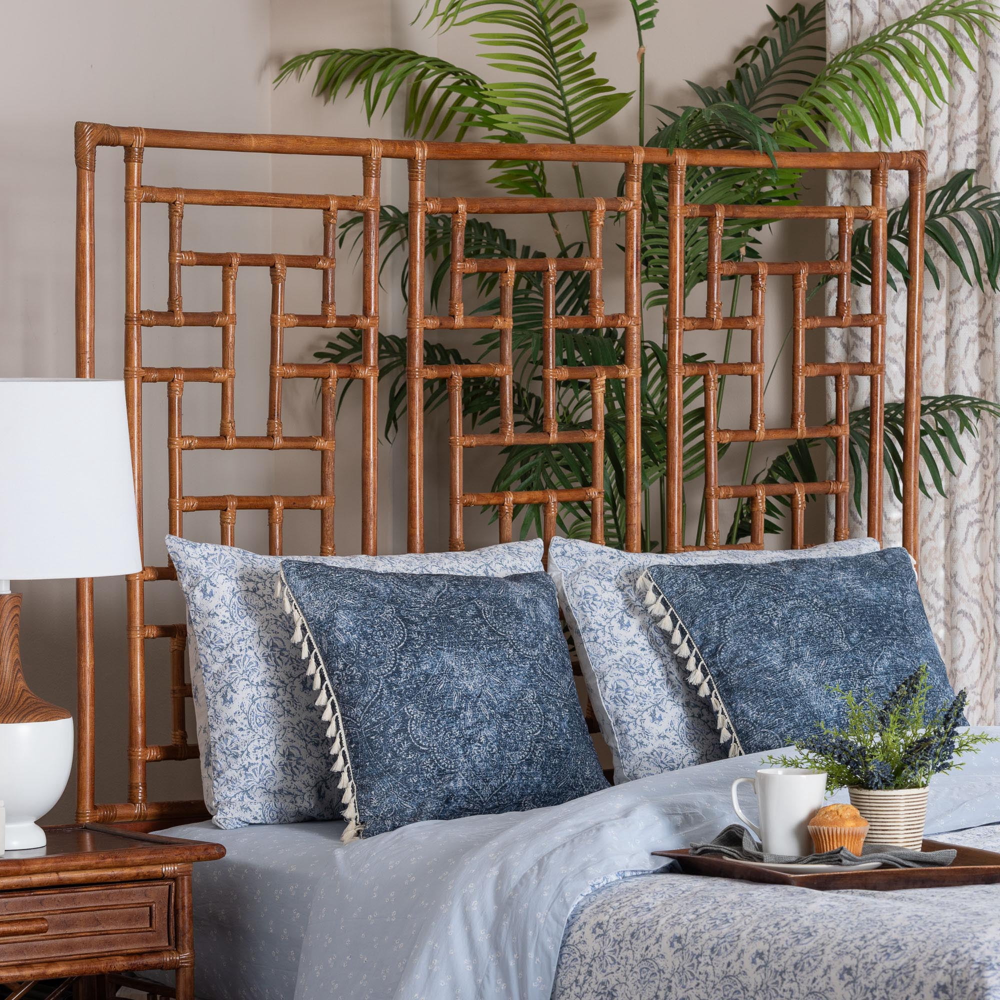 bali & pari Jamuna Boho Headboard, King, Marbled Tortoise Brown