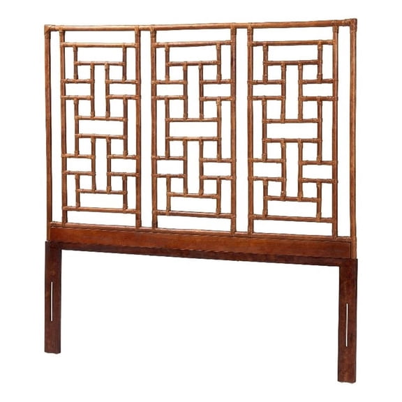 bali & pari Jamuna Marbled Tortoise Natural Rattan Headboard Queen