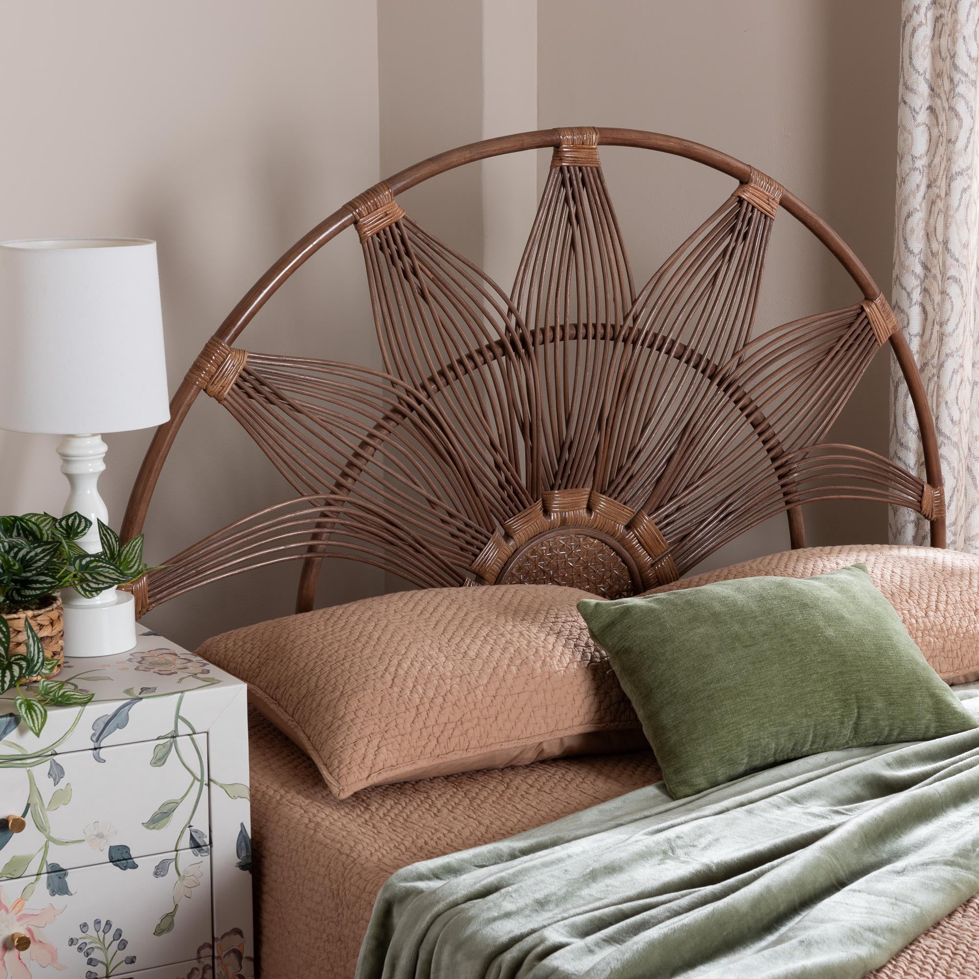 bali & pari Jasmine Boho Standalone Headboard, King, Light Brown