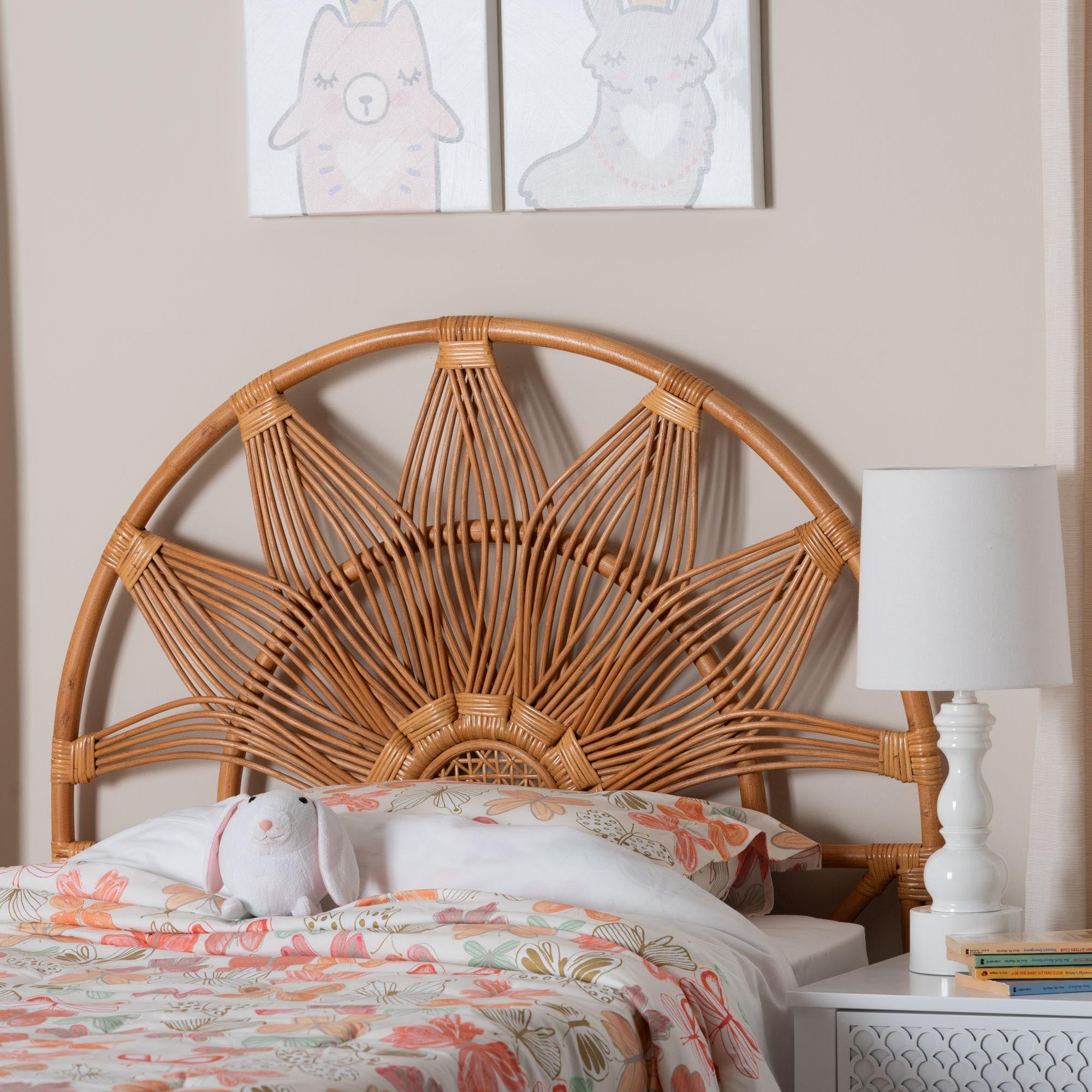 bali & pari Jasmine Boho Standalone Headboard, Twin, Light Honey