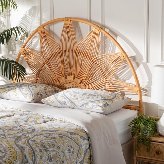 bali & pari Jasmine Boho Standalone headboard, King, Light honey