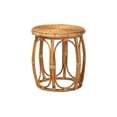 thumbnail image 1 of bali & pari Jayana Natural Rattan Round End Table - Handwoven Wicker Accent Table with Open Frame Base, Lightweight Boho Side Table for Living Room or Patio, 1 of 3