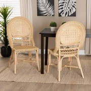 bali & pari Jelita Rattan BOHO Dining Chairs, Set of 2, Natural Brown