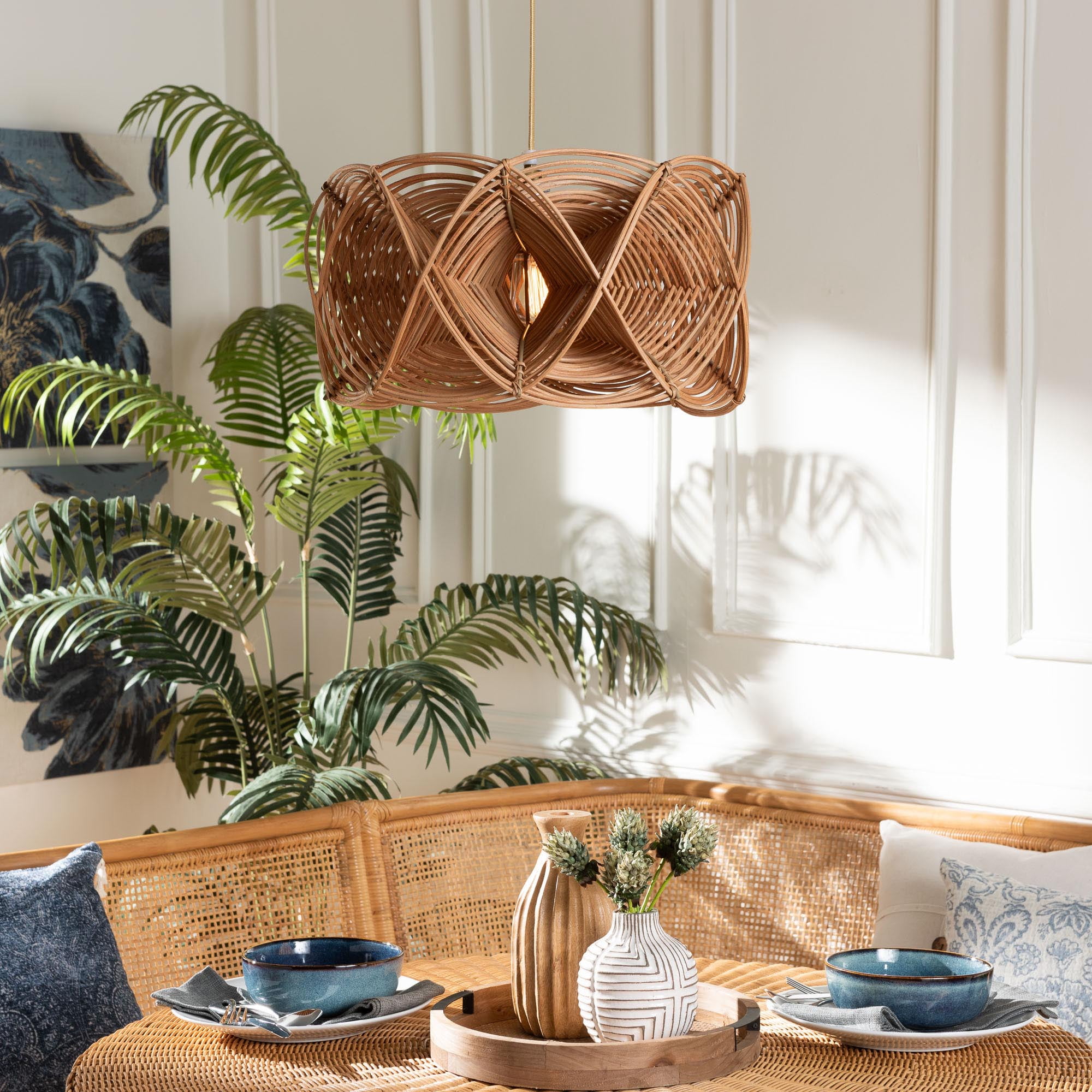 bali & pari Jeneth Coastal Lampshade, Natural Brown