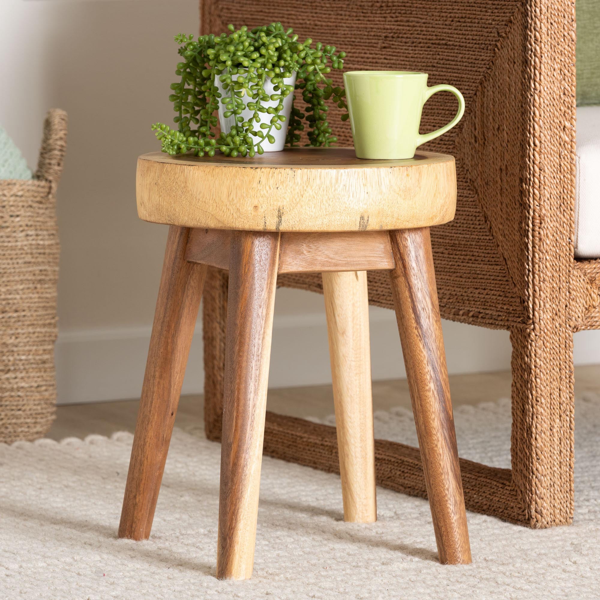 bali & pari Jia Rustic End Table, Natural Brown