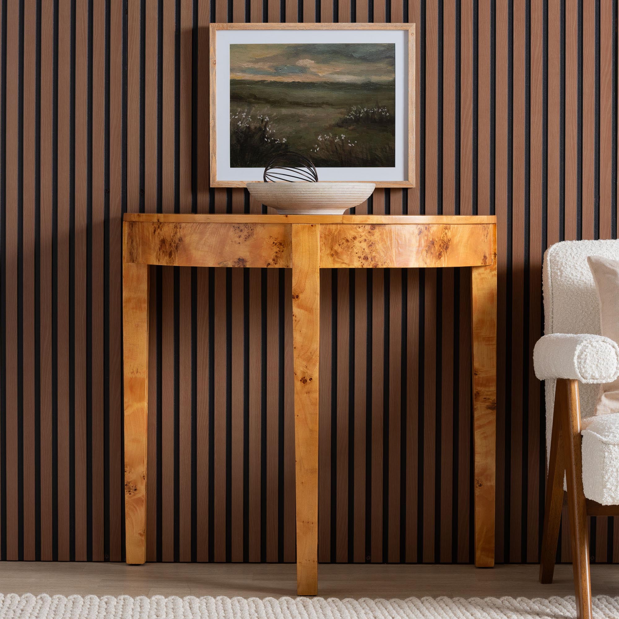 bali & pari Jihan Modern Console Table, Accent, Light Mappa Burl