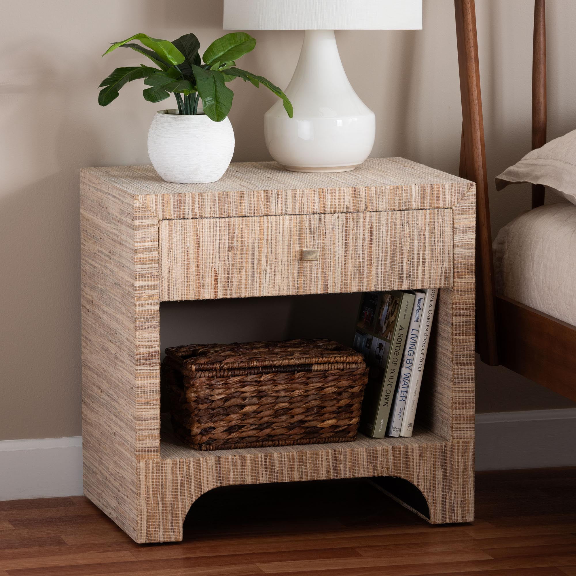 bali & pari Julia Boho Nightstand, 1-Drawer, Natural