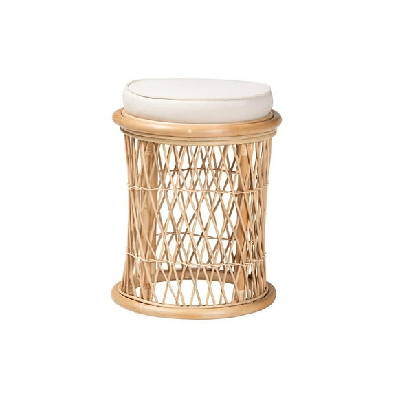bali & pari Junius Bohemian Natural Rattan Ottoman Footstool