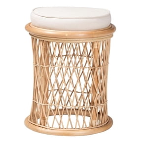 bali & pari Junius Bohemian Natural Rattan Ottoman Footstool