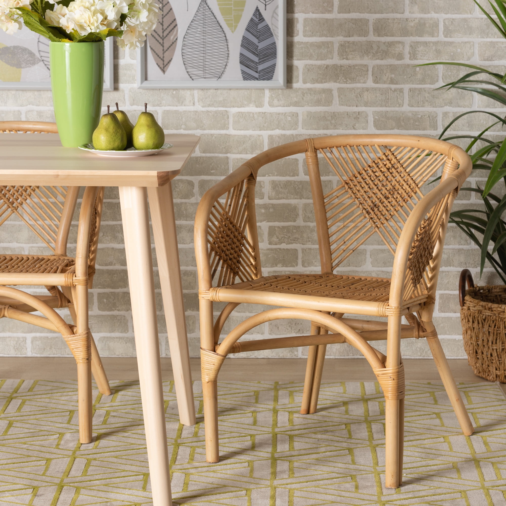 bali & pari Kagama Rattan BOHO Dining Chair, Natural Brown