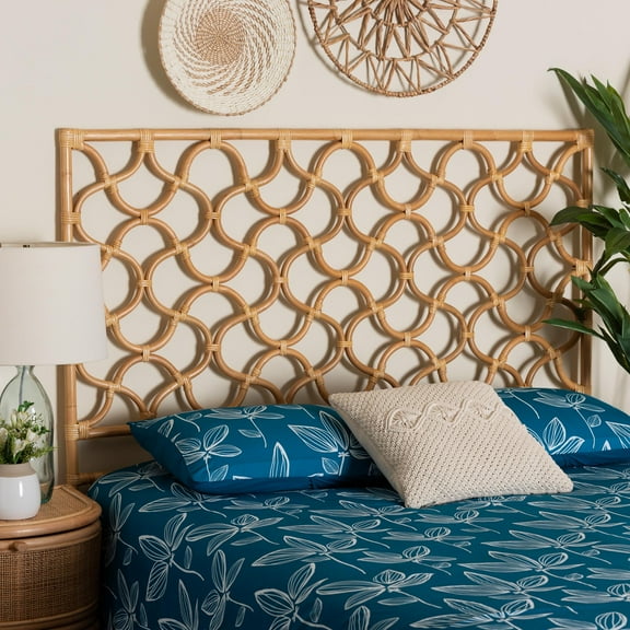 bali & pari Kalcya Boho Standalone Headboard, Queen, Light Honey