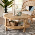 thumbnail image 1 of bali & pari Kalimantan Boho Coffee Table, Handwoven Natural Rattan, Light Honey, 1 of 8