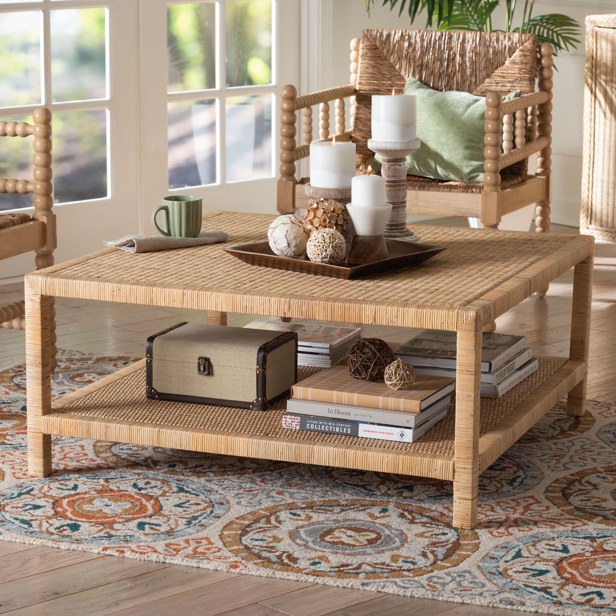 bali & pari Kalimantan Boho Coffee Table, Square, Natural