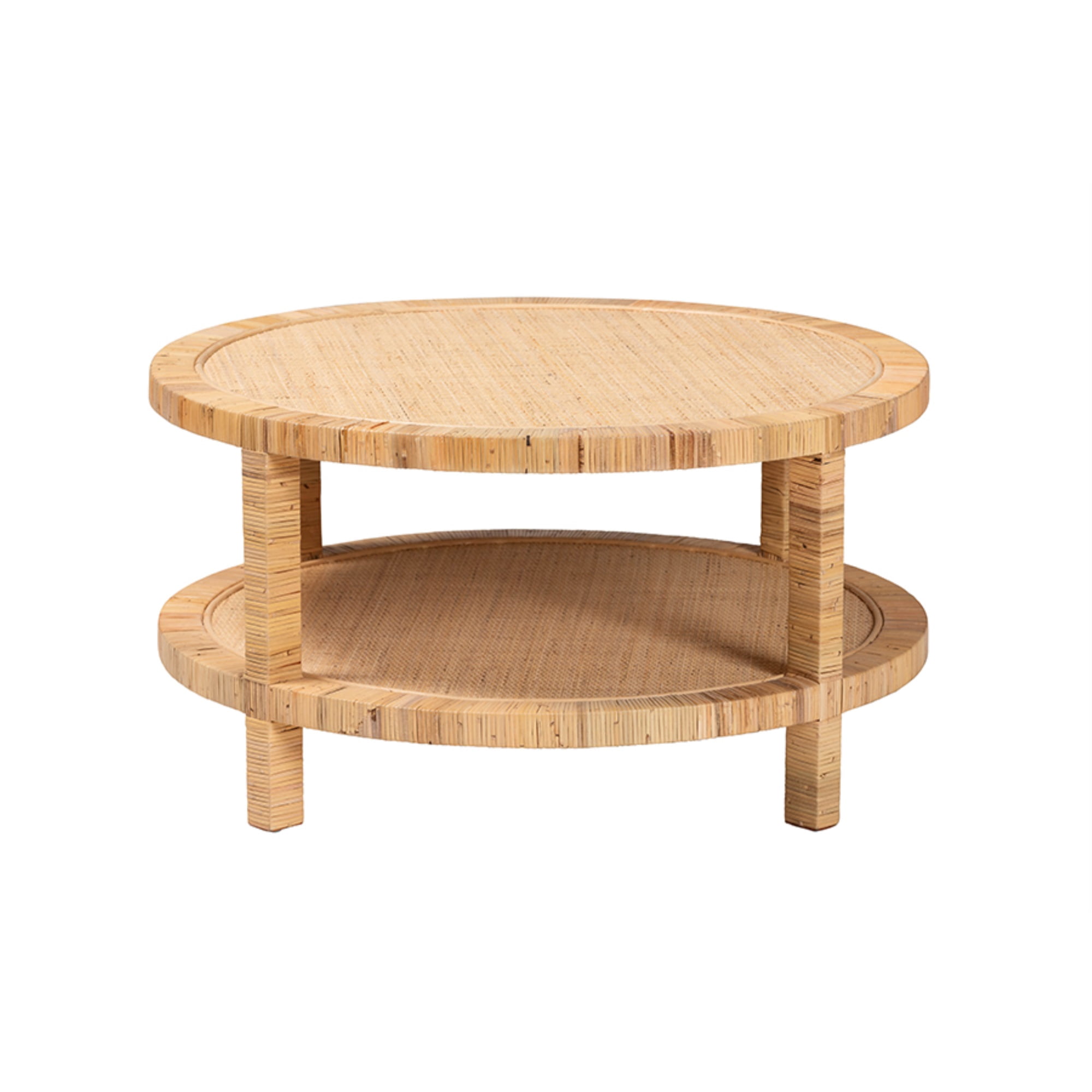 bali & pari Kalimantan Light Honey Rattan and Mahogany Wood Coffee Table