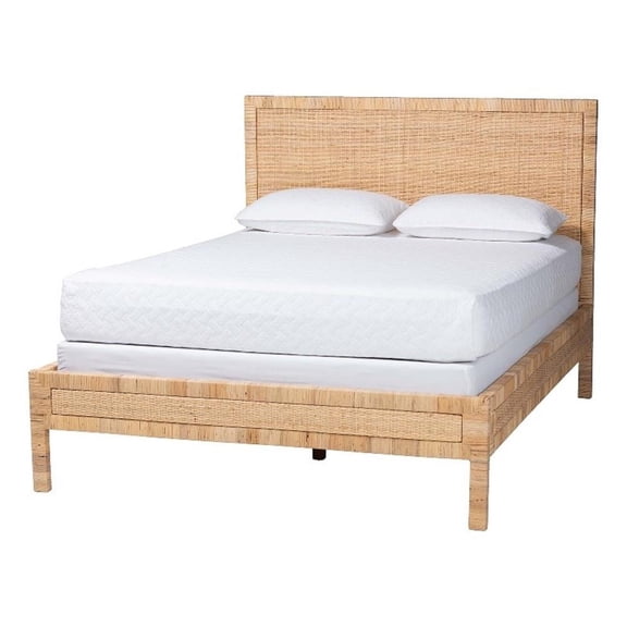 bali & pari Kalimantan Natural Rattan Bed Coastal Boho Style Queen