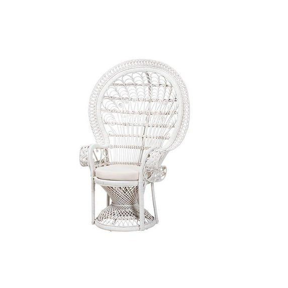 bali & pari Kallima Modern Bohemian White Natural Rattan Peacock Chair