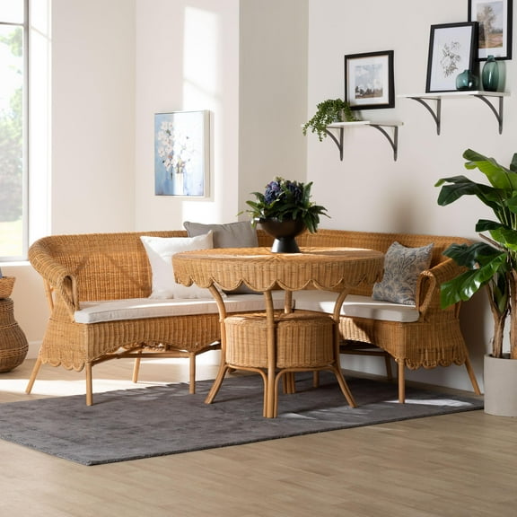 bali & pari Keitha Boho Dining Nook Set, 3-Piece, Light Honey