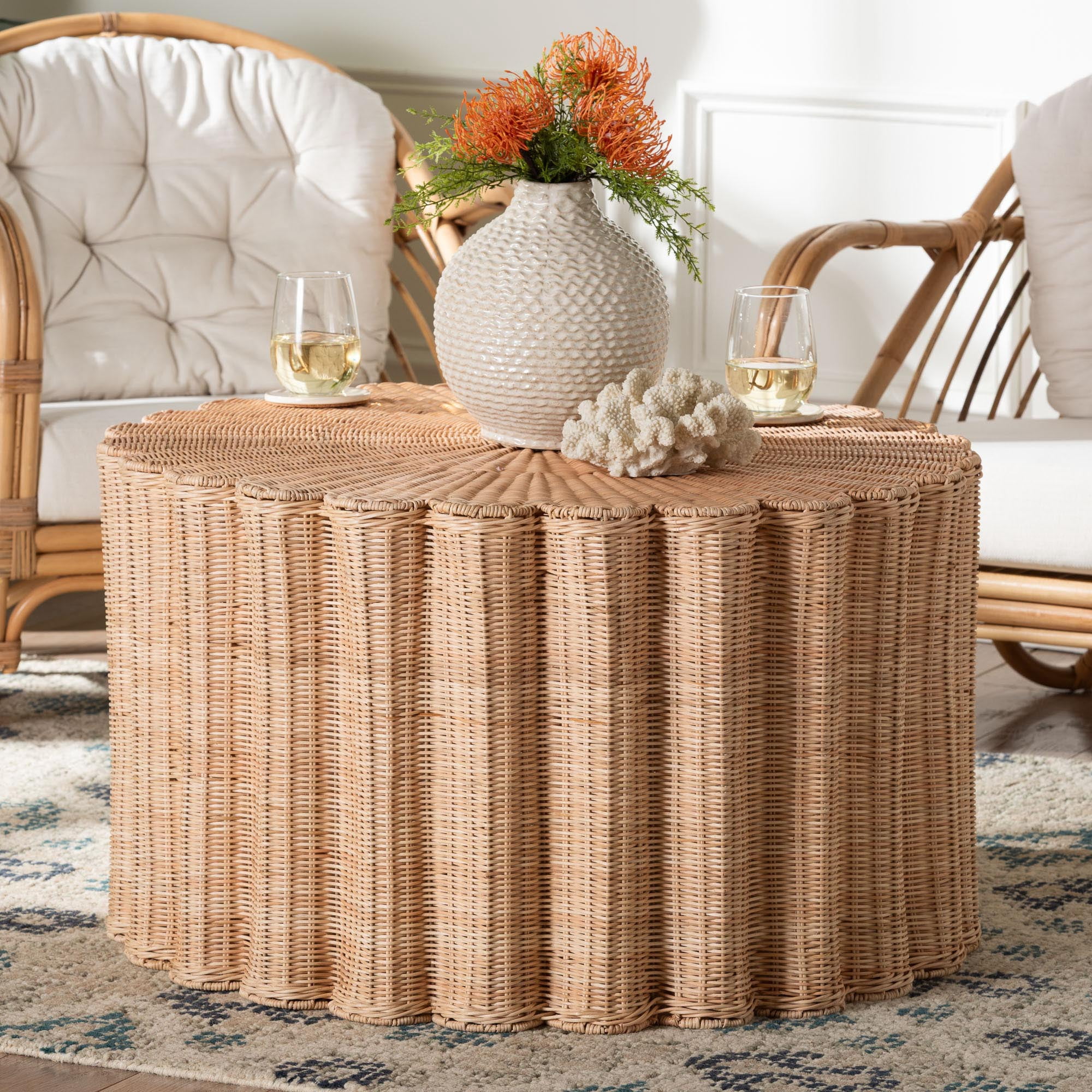 bali & pari Kensley Boho Coffee Table, Natural Brown