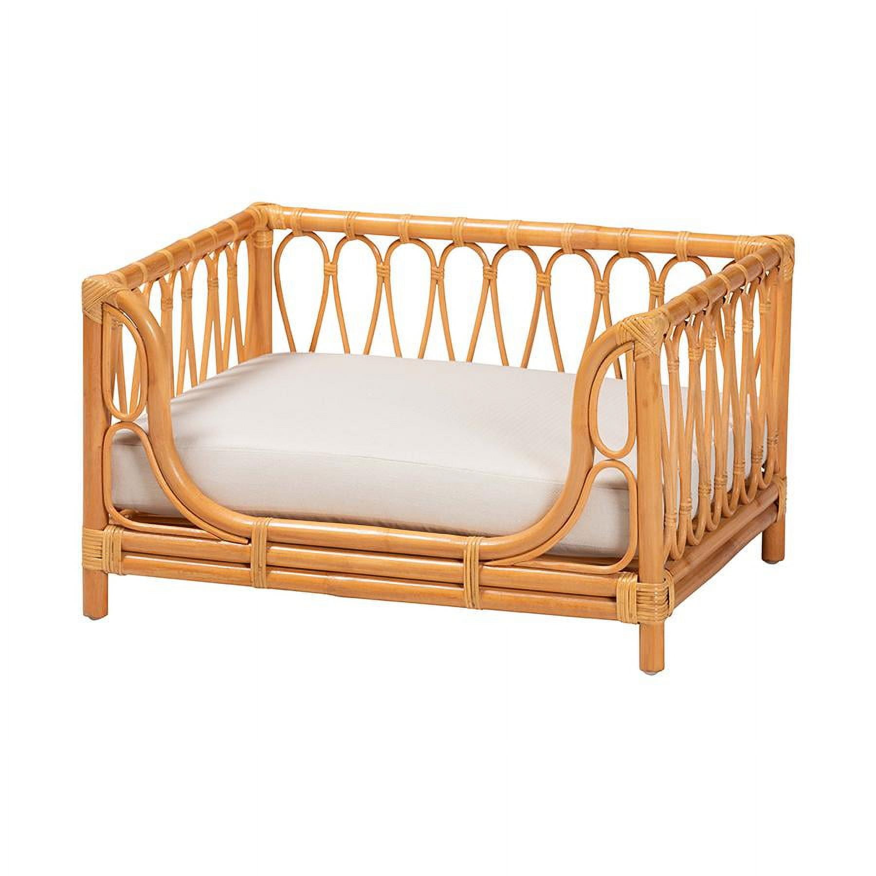 Kierra Small Honey Rattan Bohemian Elevated Pet Bed