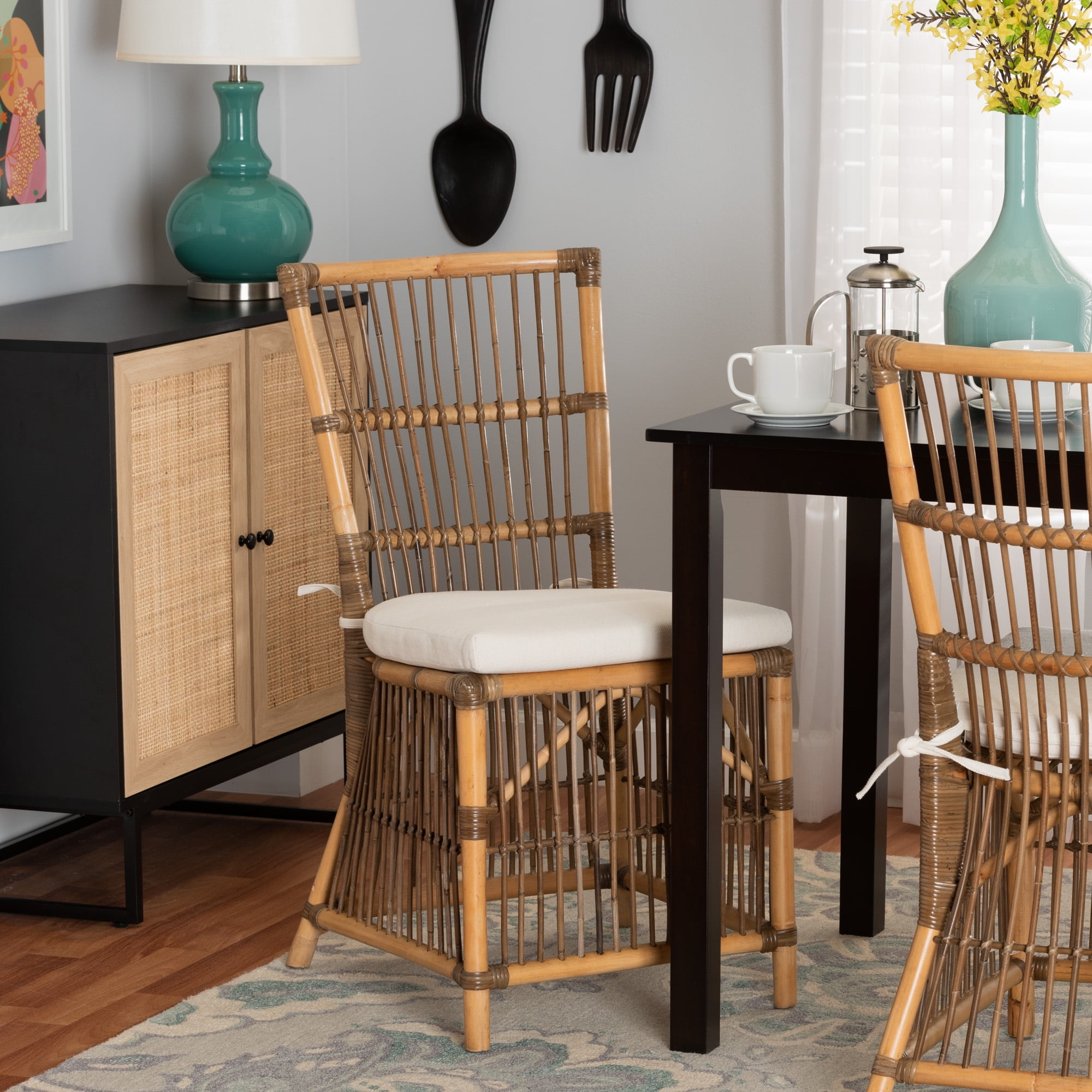 bali & pari Kim Rattan BOHO Dining Chair, Natural Brown
