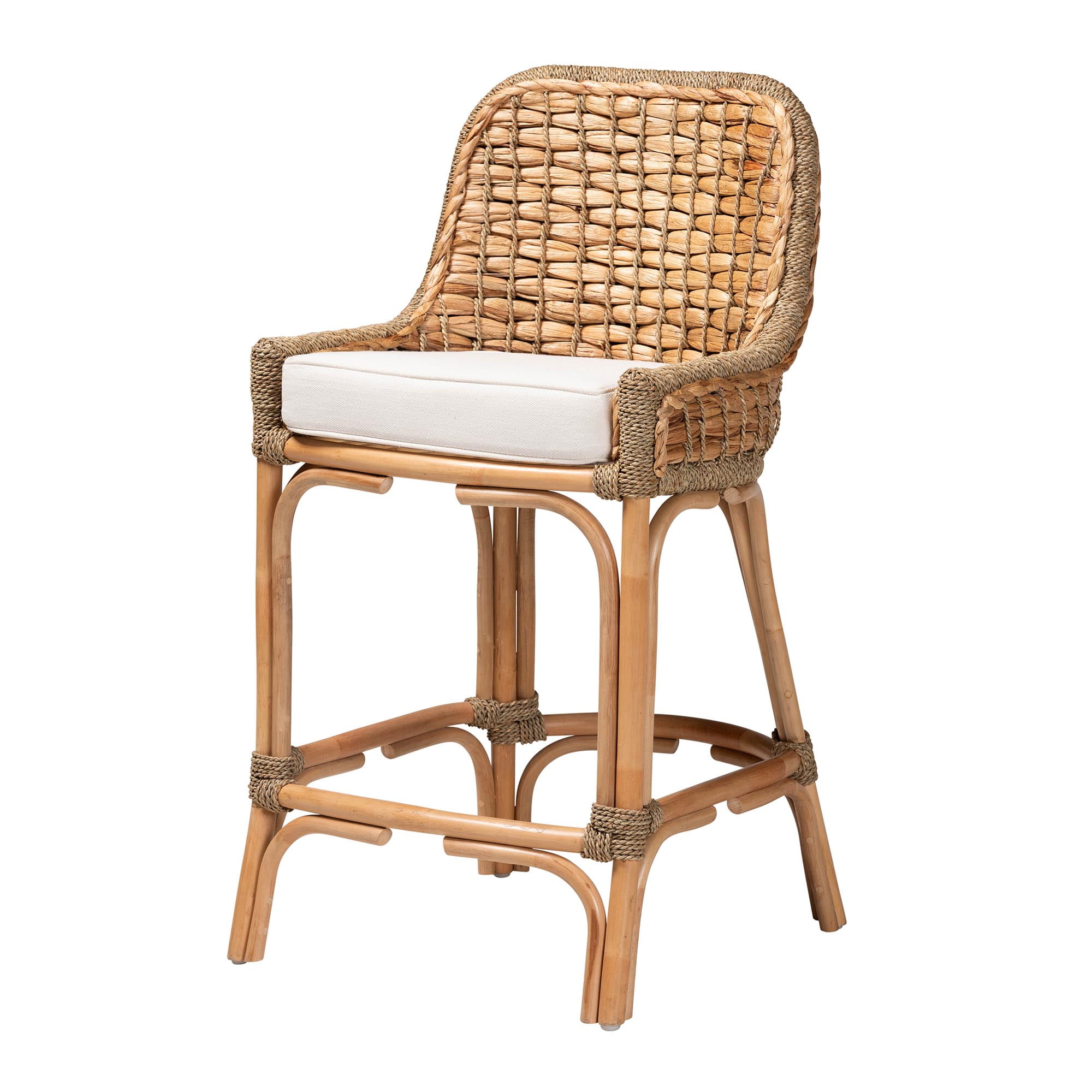 Rattan stool 2024 with cushion