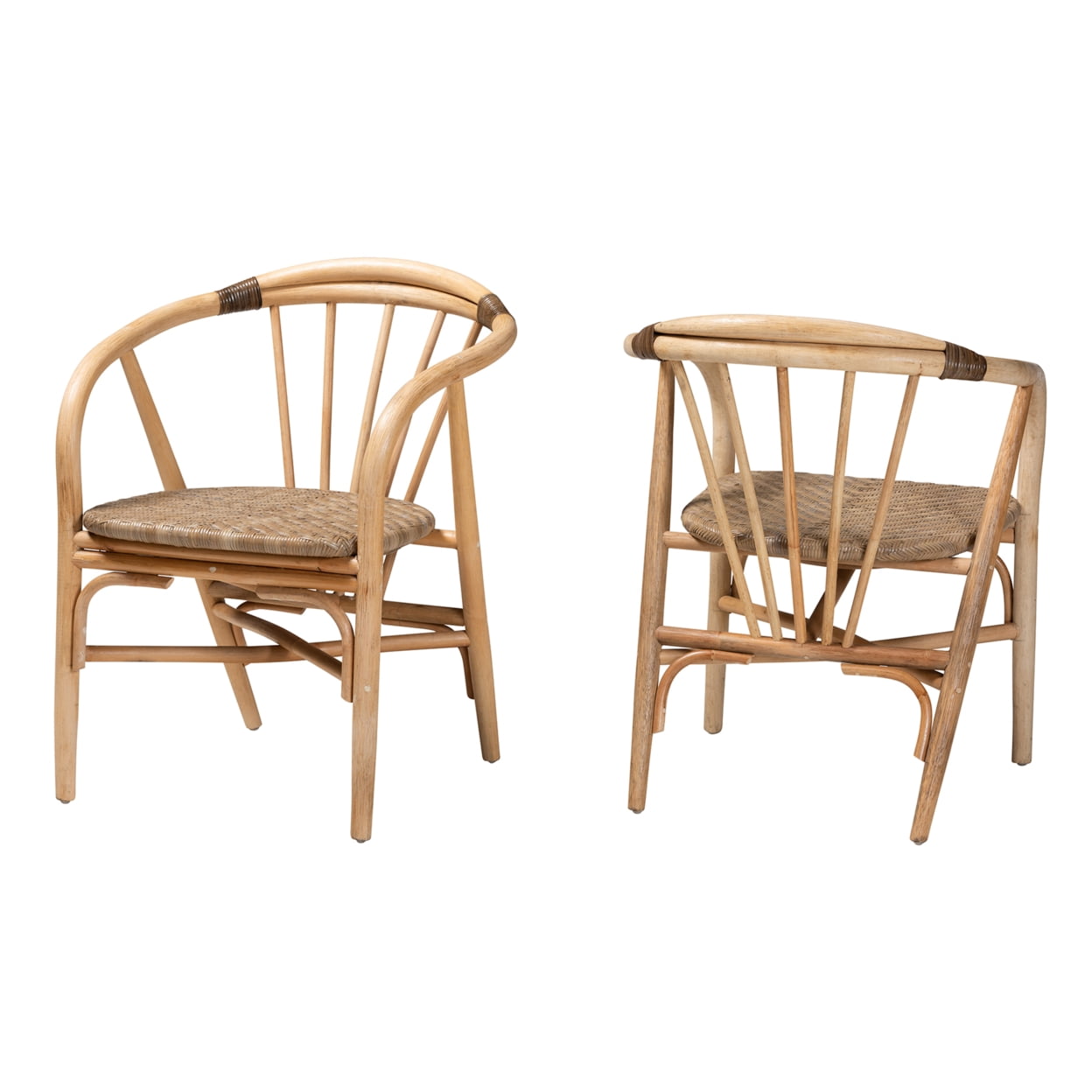 Kyoto Low-Slat 24" Brown Rattan Cane Arm Chair
