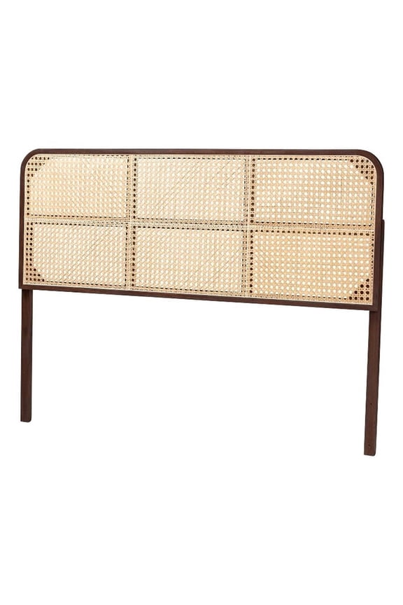 Lainer Dark Brown Bayur Wood and Rattan Queen Size Headboard