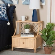 bali & pari Lalo Rattan BOHO Nightstand, 1-Drawer, Natural Brown