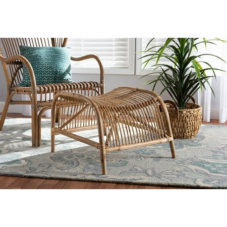 bali & pari Lamaria Rattan BOHO Footstool, Natural Brown