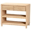 thumbnail image 1 of bali & pari Lanica Braided Natural Rattan Console Table with Drawers and Shelves, 1 of 6
