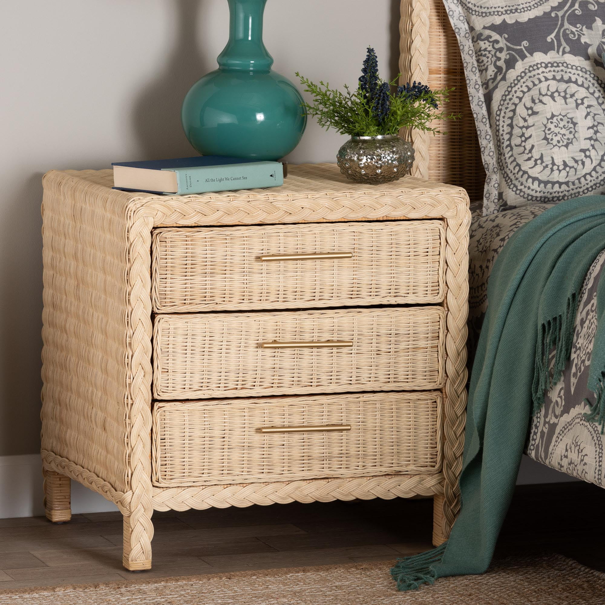 bali & pari Lanica Japandi Nightstand, Pale brown - Walmart.com