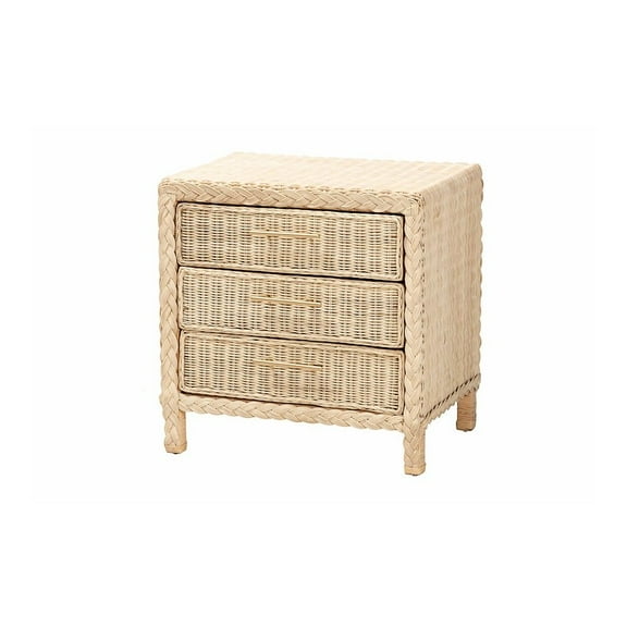 bali & pari Lanica Japandi Sun Bleached Rattan 3-Drawer Nightstand