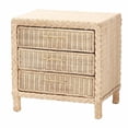 thumbnail image 1 of bali & pari Lanica Japandi Sun Bleached Rattan 3-Drawer Nightstand, 1 of 22