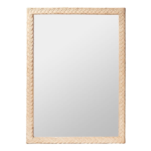 bali & pari Lanica Japandi Pale Brown Rattan Wall Mirror