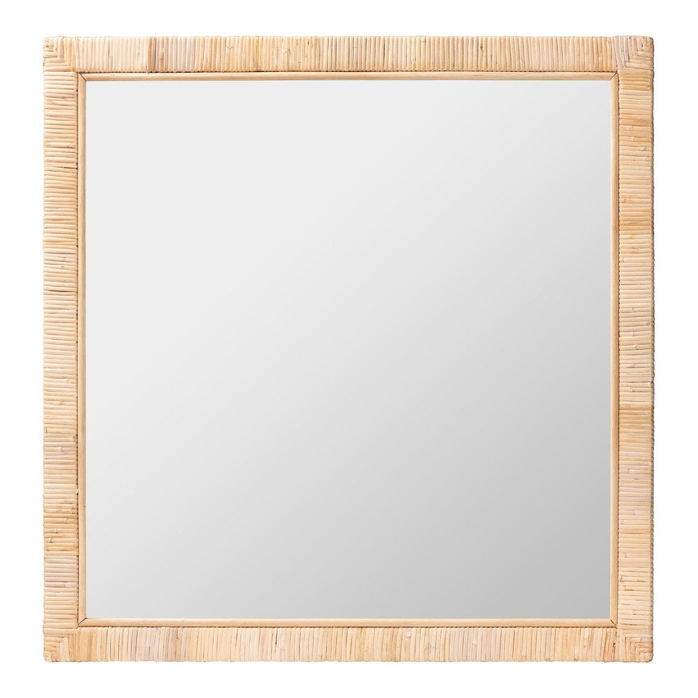 Bali & Pari Natural Mahogany and Rattan Square Wall Mirror