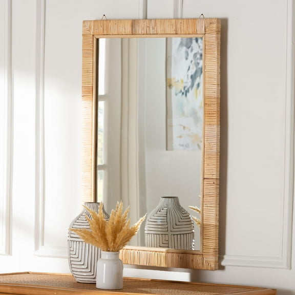 bali & pari Lankston Boho Mirror, Rectangle, Natural